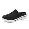 Hhhchpm Men's Slip-on Mules Half Sneakers, Casual Walking Shoes Outdoor, Backless Sneakers, Open Back Shoes (Black and White,13.5) view 1