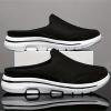 Hhhchpm Men's Slip-on Mules Half Sneakers, Casual Walking Shoes Outdoor, Backless Sneakers, Open Back Shoes (Black and White,13.5) view 3