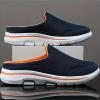 Hhhchpm Men's Slip-on Mules Half Sneakers, Casual Walking Shoes Outdoor, Backless Sneakers, Open Back Shoes (Dark Blue Orange,8.5) view 3