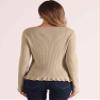 Allegra K Ruffle Cardigan for Women's V Neck Long Sleeve Open Front Sweater Knit Bolero Shrugs Large Khaki view 2