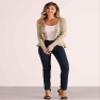 Allegra K Ruffle Cardigan for Women's V Neck Long Sleeve Open Front Sweater Knit Bolero Shrugs Large Khaki view 3