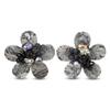 AeraVida Tropical Flower Clip On Earrings Multicolor Simulated Jade Mixed Stone Floral Statement Earrings Non Pierced Paddle Back Handmade Bold Beaded Jewelry 39mm (Grey Tone) view 1