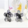AeraVida Tropical Flower Clip On Earrings Multicolor Simulated Jade Mixed Stone Floral Statement Earrings Non Pierced Paddle Back Handmade Bold Beaded Jewelry 39mm (Grey Tone) view 3