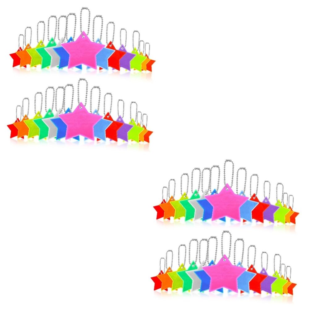 balacoo 52pcs Lightweight Reflective Pendants Star Shaped Design High Visibility Keychain Charms for Night Safety