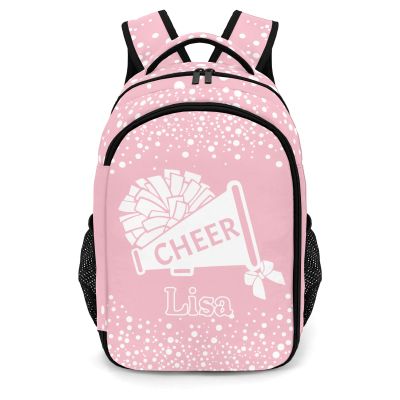 Zaaprint Cheer Pink School Backpack Waterproof Casual Pack for Hiking Camper Multi-Function Pack