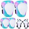 FIODAY Knee Pads for Kids Protective Gear Set Adjustable Kids Knee Pads and Elbow Pads with Wrist Guard for Girls Roller Skates Cycling Bike Skateboard Scooter Knee Pads, 3-8 Years,Teal Pink view 1