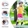 FIODAY Knee Pads for Kids Protective Gear Set Adjustable Kids Knee Pads and Elbow Pads with Wrist Guard for Girls Roller Skates Cycling Bike Skateboard Scooter Knee Pads, 3-8 Years,Teal Pink view 3