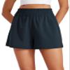 CRZ YOGA Linerless Relaxed Casual Shorts for Women 3" - High Waisted for Lounge Athletic Golf with Pockets True Navy X-Large view 1