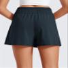 CRZ YOGA Linerless Relaxed Casual Shorts for Women 3" - High Waisted for Lounge Athletic Golf with Pockets True Navy X-Large view 2