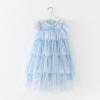 NineFit Basics Layered Butterfly Tulle Tutu Dress for Baby Girls,Toddler Baby Girls Dress with Flower Independence (A-Blue, 5-6 Years) view 4
