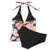 SUUKSESS Women Sexy Halter Tankini Bathing Suits Slimming Tummy Control High Waisted Swimsuits 2 Piece (Colorful Floral Black, XL) view 4