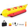 GYMAX Towable Tubes for Boating, 1-3 Riders Inflatable Banana Boat for Water Sport to Pull with Carry Bag, EVA Seat & Electric Pump, Hot Dog Towable Tube for Water Recreation Sports view 1