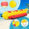 GYMAX Towable Tubes for Boating, 1-3 Riders Inflatable Banana Boat for Water Sport to Pull with Carry Bag, EVA Seat & Electric Pump, Hot Dog Towable Tube for Water Recreation Sports view 2
