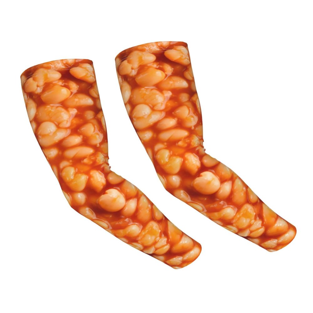 Baked Beans Cooling Arm Sleeves Cover Summer Sun Protection Arm Sleeves For Men Women Outdoor Sports Ice Silk Arm Sleeves For Baseball Cycling Golf Running