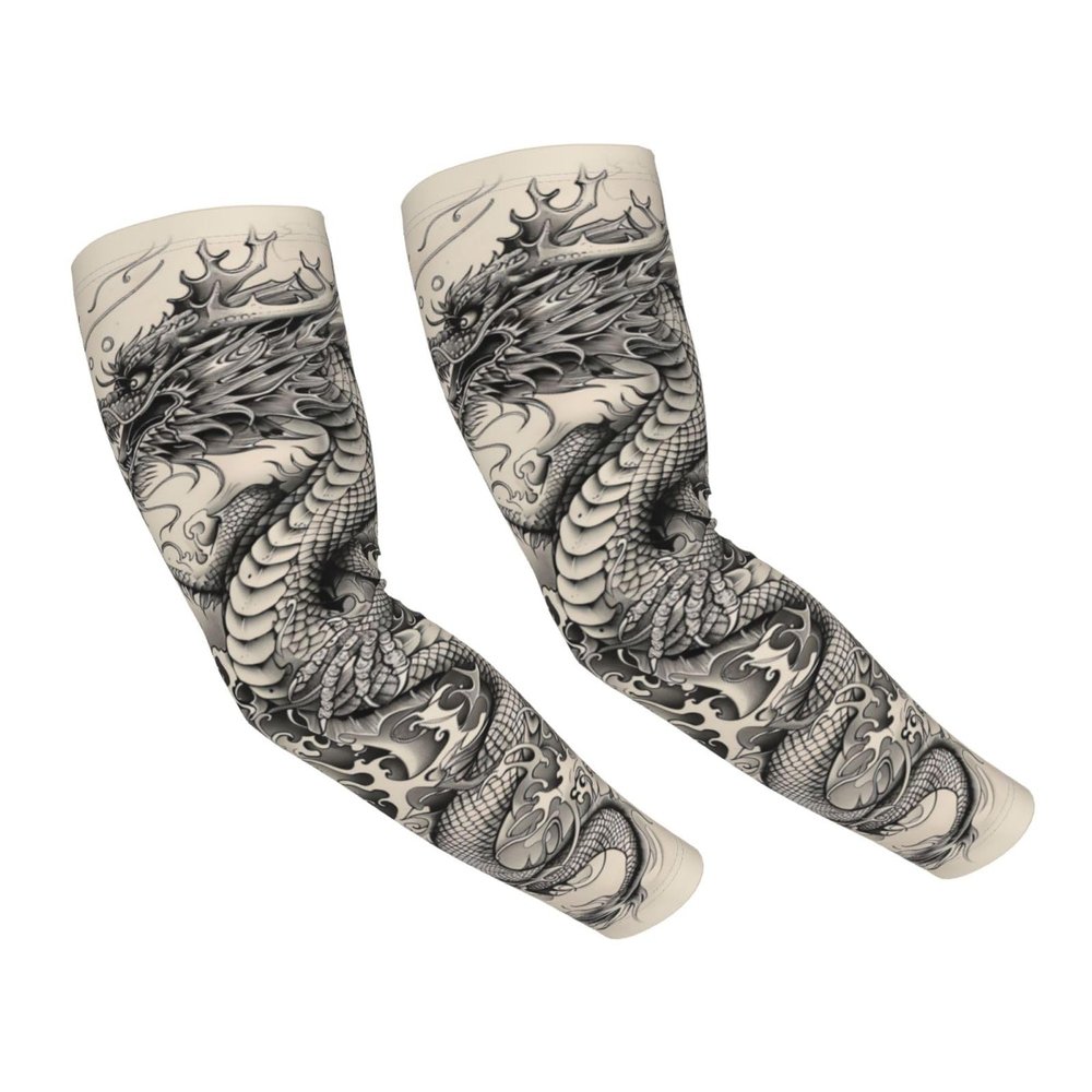 Dragon Cooling Arm Sleeves Cover Summer Sun Protection Arm Sleeves For Men Women Outdoor Sports Ice Silk Arm Sleeves For Baseball Cycling Golf Running