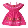 1IMEKIS Mexican Dress Girls: Baby Fiesta Outfit Traditional Toddler Fiesta Dress Party Kids Ethnic Wear Summer Flower Embroidery Cinco De Mayo Birthday Cake Smash Photoshoot Hot Pink 2-3T view 1