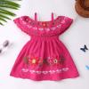 1IMEKIS Mexican Dress Girls: Baby Fiesta Outfit Traditional Toddler Fiesta Dress Party Kids Ethnic Wear Summer Flower Embroidery Cinco De Mayo Birthday Cake Smash Photoshoot Hot Pink 2-3T view 2