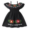 1IMEKIS Mexican Dress for Girls: Baby Fiesta Outfit Traditional Toddler Fiesta Dress Party Kids Ethnic Wear Summer Flower Embroidery Cinco De Mayo UNO Birthday Cake Smash Photoshoot Black 12-18 Months view 1