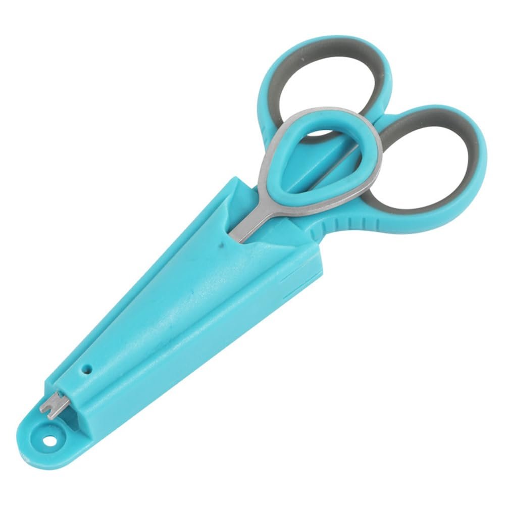 Fishing Scissor Portable Fishing Pliers with Hook Taker and Safety Cover, Stainless Steel Scissors for Cutting Fishing Line (Blue)