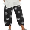 BIVENANT Black Linen Pants Women Summer Casual Loose Pants Cotton Pants Wide Leg Pants Elastic Waist Pants Capri Pants Cropped Pants view 1