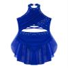 HULIJA Kids Girls Ballet Lyrical Dance Dress Sleeveless Rhinestone Figure Ice Skating Dress Dancewear Blue 6 Years view 3