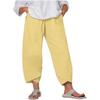 BIVENANT Yellow Linen Pants for Women Cotton Pants Casual Summer Pants Capri Pants Elastic Waist Pants Wide Leg Trousers Cropped Pants view 1
