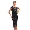 ABEWIP 1920s Flapper Dresses for Women Great Gatsby Roaring 20s Dresses Sparkle Sequin Fringe Vintage Cocktail Club Party Dress Black Silver 3XL view 1
