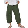 BIVENANT Green Linen Pants for Women Cotton Pants Casual Summer Pants Capri Pants Elastic Waist Pants Wide Leg Trousers Cropped Pants view 1