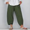 BIVENANT Green Linen Pants for Women Cotton Pants Casual Summer Pants Capri Pants Elastic Waist Pants Wide Leg Trousers Cropped Pants view 2