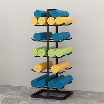 CMYUN Yoga Mat Holder Yoga Mat Rack with Non-Slip Foot Mats, Metal Yoga Mat Holder for Foam Roller Resistance Bands Yoga Block, Home Gym Decor/Yoga Accessories (Color : Black)