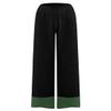 BIVENANT Women's Modern Boho Black, Green Cotton Linen Capri Pants with Elastic High Waist, Wide Leg, Side Pockets, Casual, All Seasons view 2