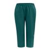 BIVENANT Green Linen Pants for Women Cotton Pants Casual Summer Pants Capri Pants Elastic Waist Pants Wide Leg Trousers Cropped Pants view 2
