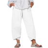BIVENANT White Elastic Waist Pants Wide Leg Cropped Pants Linen Pants Cotton Pants Capri Pants for Women Casual Summer view 1