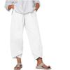 BIVENANT White Elastic Waist Pants Wide Leg Cropped Pants Linen Pants Cotton Pants Capri Pants for Women Casual Summer view 2