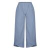BIVENANT Women's Linen Pants Summer Casual Wide Leg Elastic Waist Capri Cropped Pants Azure Blue 5X-Large view 3
