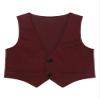 JEATHA Kids Boys 2-Button Formal Dressy Vest V Neck Single-Breasted Waistcoat for Wedding Birthday Party Burgundy 10 Years view 1
