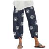 BIVENANT Grey Linen Pants for Women Cotton Pants Casual Summer Pants Capri Pants Elastic Waist Pants Wide Leg Trousers Cropped Pants view 1