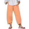 BIVENANT Orange Linen Pants for Women Cotton Pants Casual Summer Pants Capri Pants Elastic Waist Pants Wide Leg Trousers Cropped Pants view 1