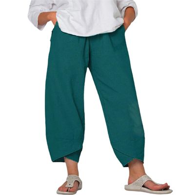 BIVENANT Linen Pants for Women Cotton Pants for Women Casual Summer Pants for Women Capri Pants for Women Elastic Waist Pants for Women Wide Leg Trousers for Women Cropped Pants for Women