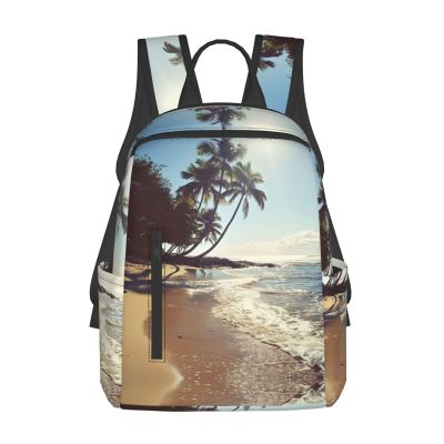 MDATT Hawaii Beach Backpacks Lightweight With 1 Main Compartment, Tote Shoulder Hiking Bag, Black