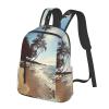 MDATT Hawaii Beach Backpacks Lightweight With 1 Main Compartment, Tote Shoulder Hiking Bag, Black view 2
