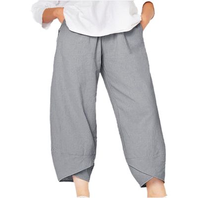 BIVENANT Cotton Pants for Women Casual Pants for Women Summer Pants for Women Capri Pants for Women Elastic Waist Pants for Women Cropped Wide Leg Pants for Women Linen Trousers for Women