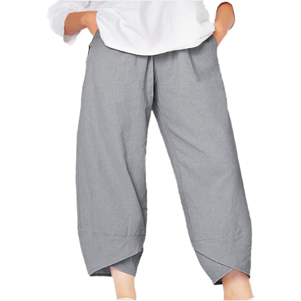 BIVENANT Cotton Pants for Women Casual Pants for Women Summer Pants for Women Capri Pants for Women Elastic Waist Pants for Women Cropped Wide Leg Pants for Women Linen Trousers for Women