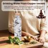 Copper Water Bottle for Drinking 34 oz Pure Copper Water Bottle Ayurvedic Water Bottle with Lid Leak Proof Joint Less Bottle Travel Bottle for Gym,Office Hiking Outdoor Bottle (2, Printed White) view 3
