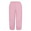 BIVENANT Pink Elastic Waist Pants Wide Leg Cropped Pants Linen Pants Cotton Pants Capri Pants for Women Casual Summer view 3