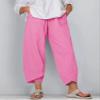 BIVENANT Pink Cotton Pants Casual Pants Summer Pants Capri Pants Elastic Waist Pants Cropped Wide Leg Pants Linen Trousers for Women view 2