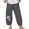 BIVENANT Women's Grey Cotton Linen Elastic Waist High Rise Palazzo Pants, Size 4X-Large to 5XL, Casual Summer Loose Pants view 1