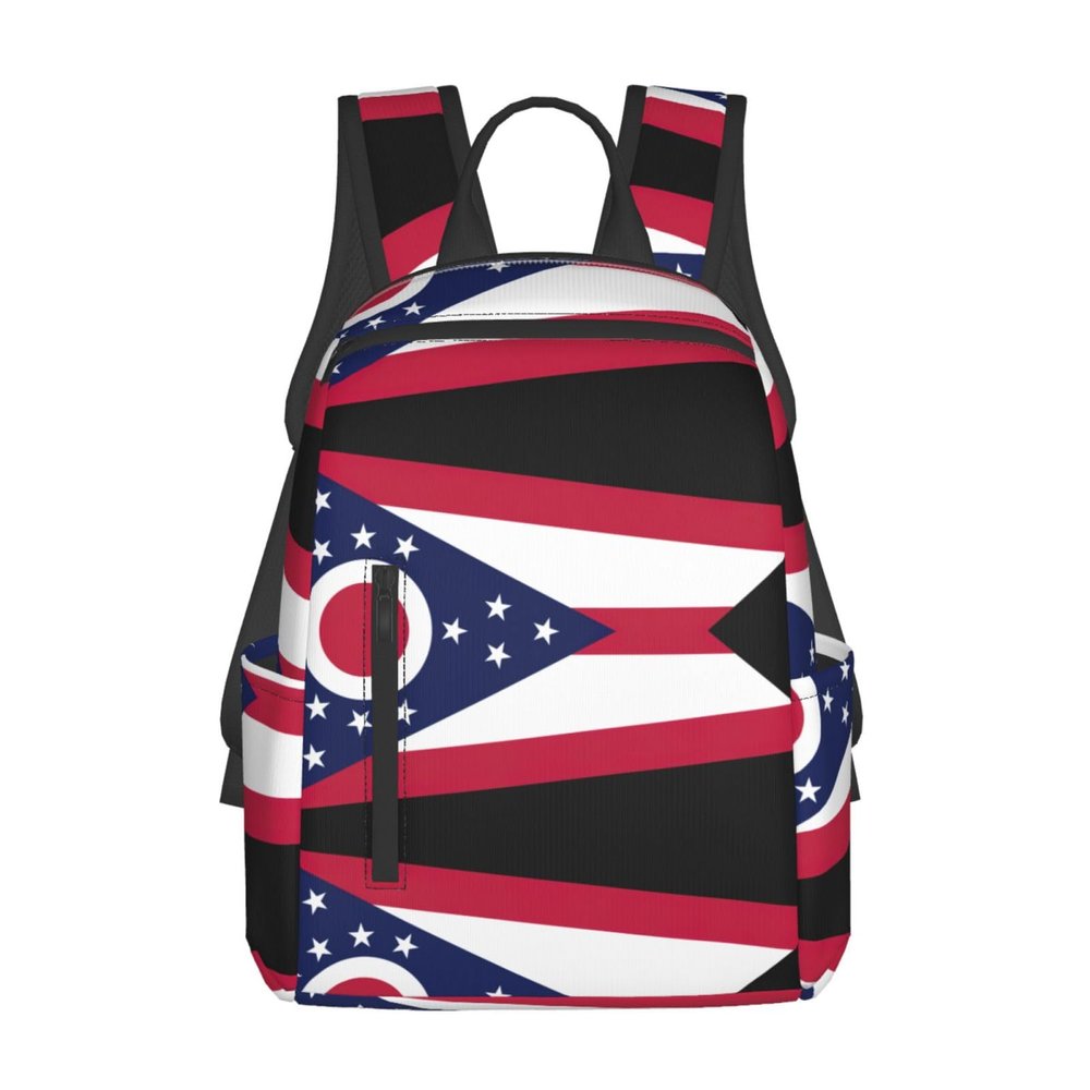 MDATT Ohio State Flag Backpacks Lightweight With 1 Main Compartment, Tote Shoulder Hiking Bag, Black