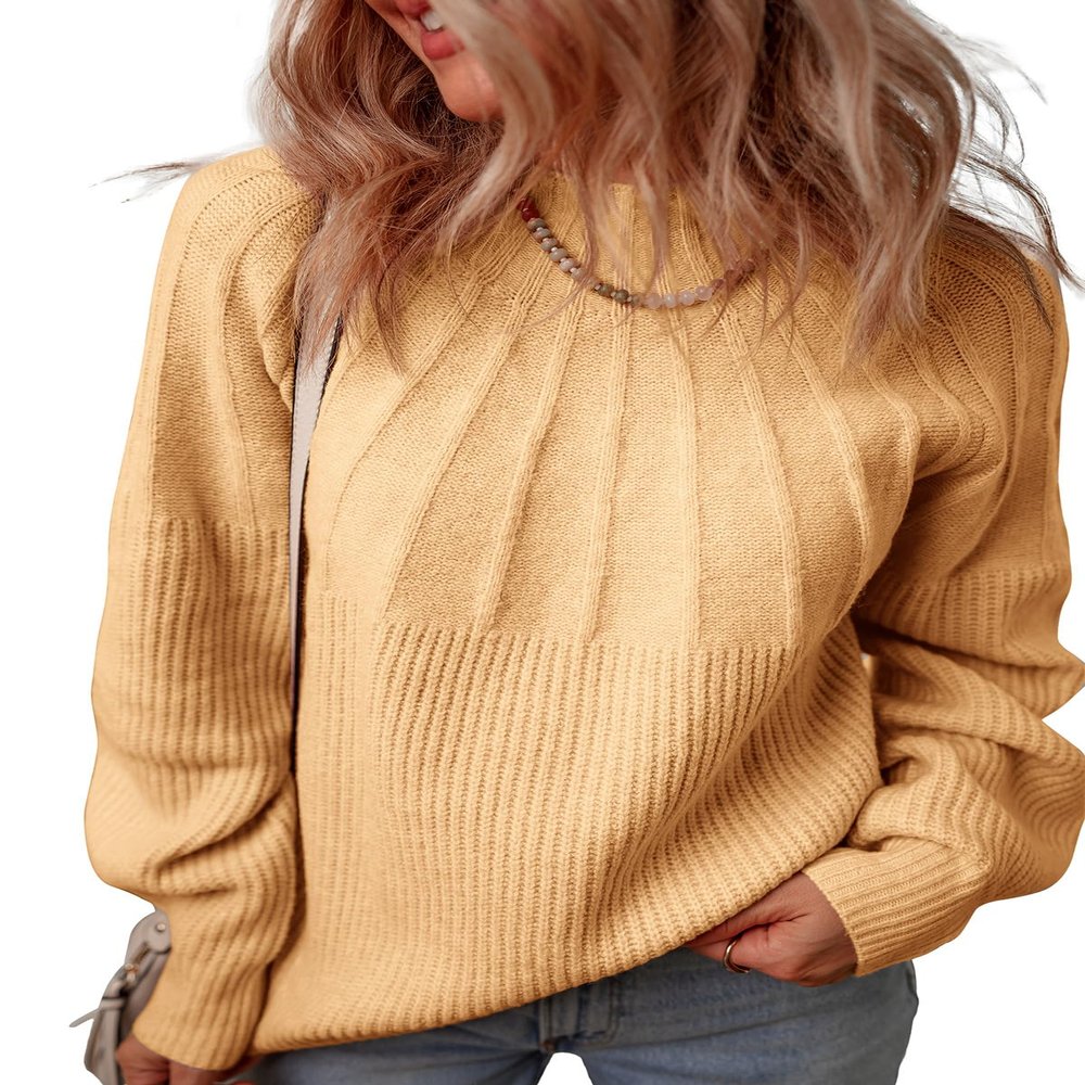 Dokotoo Womens Sweaters Fall Outfits 2025 Winter Clothing Turtleneck Oversized Sweater Long Sleeve Cable Knit Pullover Mock Neck Tops Casual Chunky Jumpers Plus Size Camel Brown Sweaters for Women XL