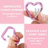 Shimeyao Heart Shape Keychain Clip Cute Pink Snap Key Ring Keychain Hook Aluminum Alloy Key Holder for Valentine's Gift Outdoor Spring Traveling Couple Wife Husband Gift Walking(6 Pcs,Heart) view 3